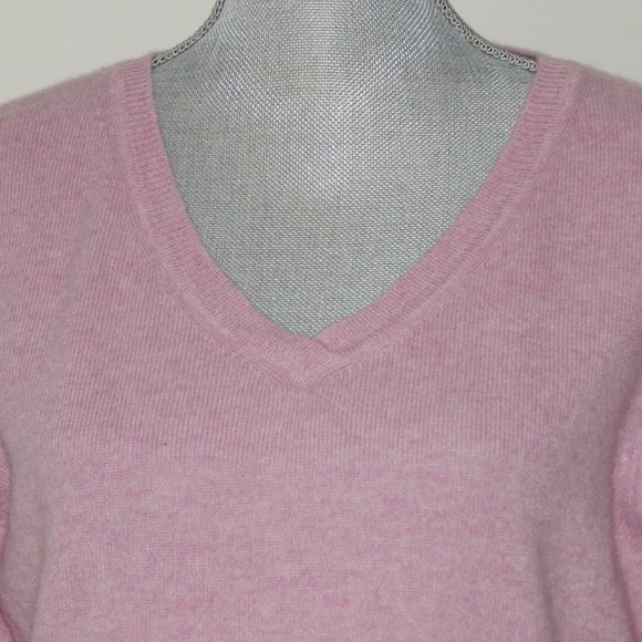 Qi CASHMERE V-NECK PULLOVER SWEATERDUSTY ROSE LG